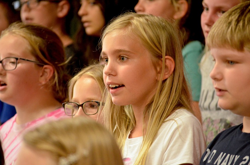 Fifth-grader Iris Taverney hits the high notes.