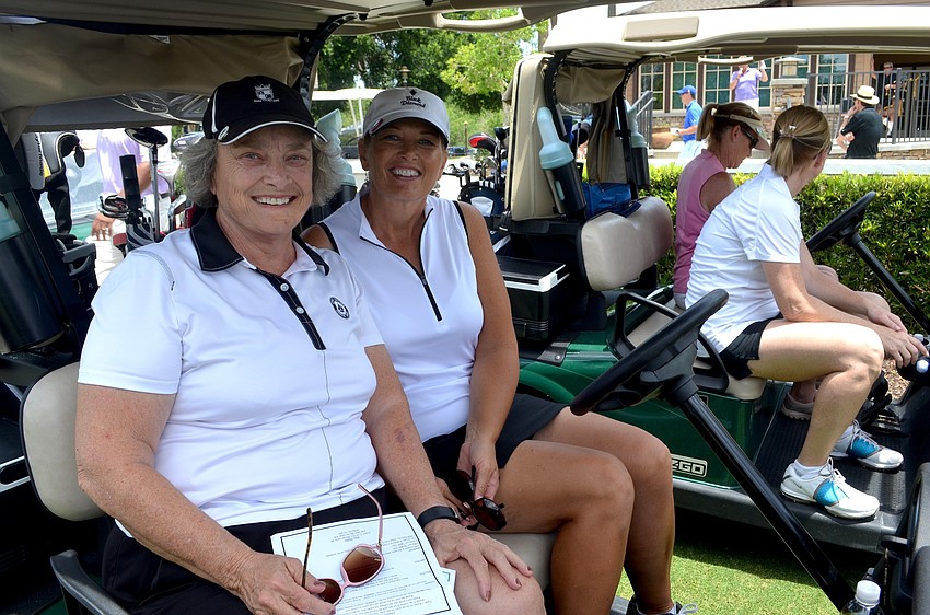 Senator Nancy Detert and Kathy Lehner get ready to start the 17-hole tournament.