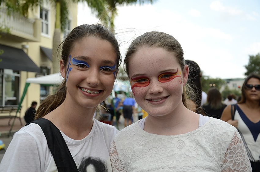 Chloe Rusek and Gabrielle Carroll, sixth-grade students at Nolan, painted each other's faces.