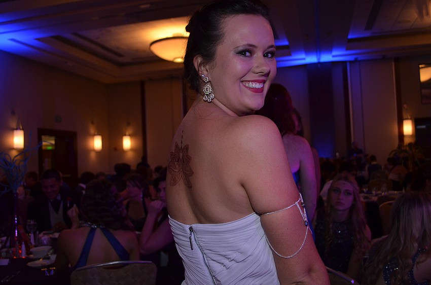 Lindy Stowe had a henna design created on her back to go with the Bollywood theme.