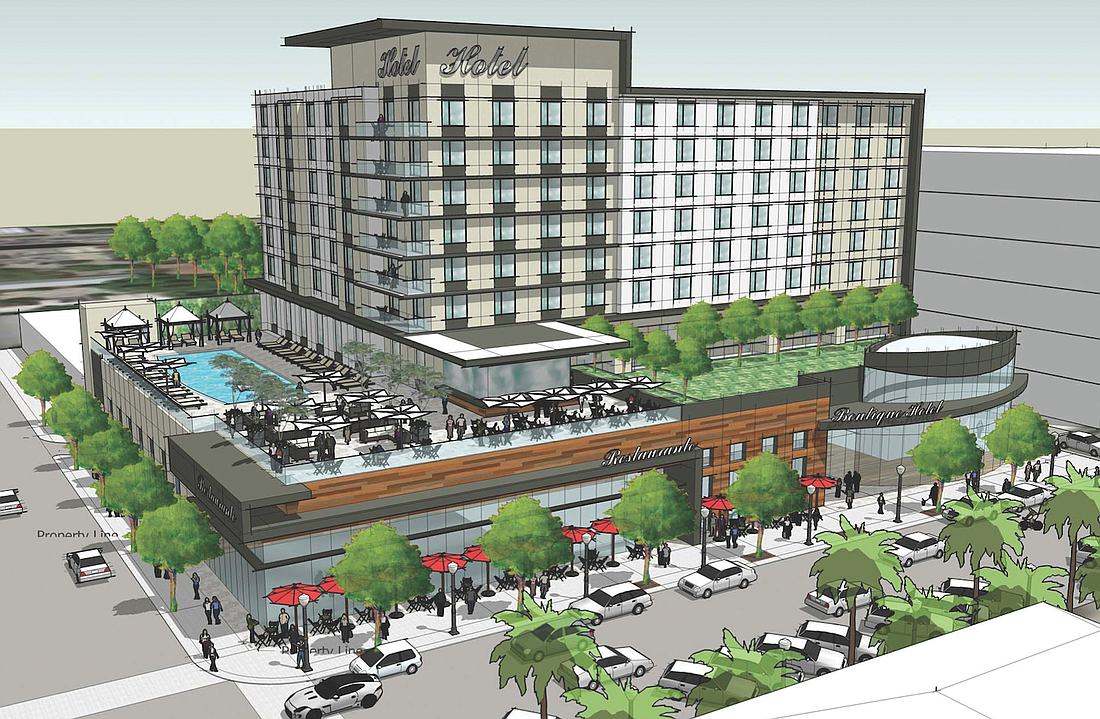 In addition to the 150 hotel rooms, the Kimpton proposal included a first-floor restaurant with frontage on Main Street and Washington Boulevard.