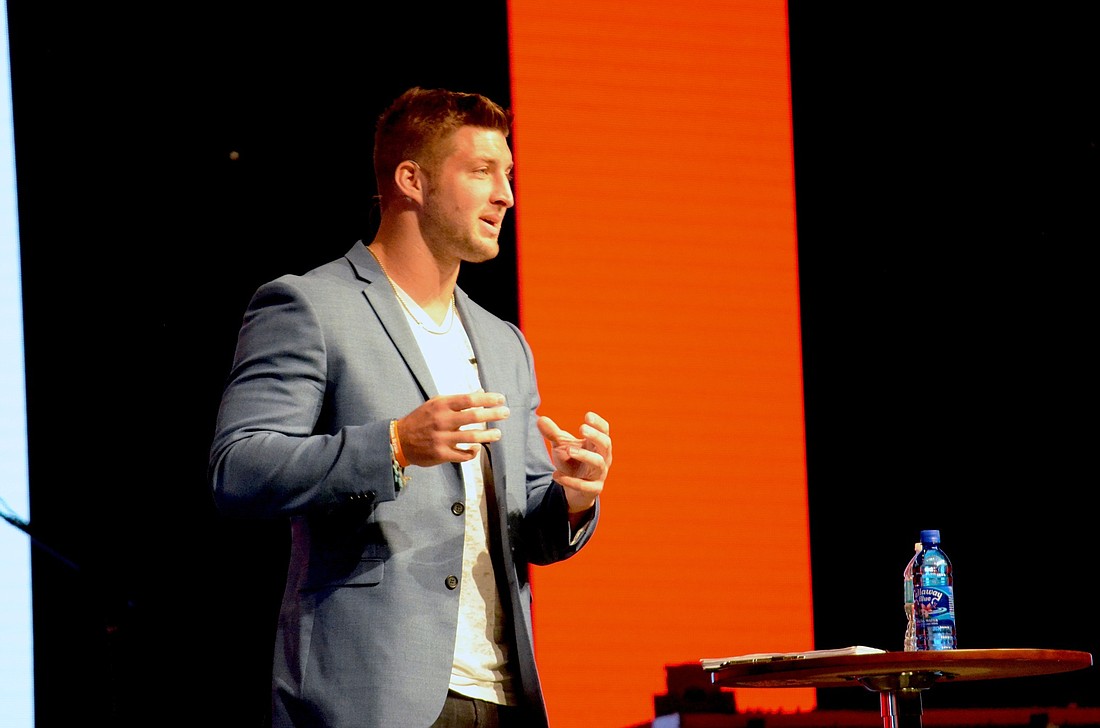 NFL player and social activist Tim Tebow stresses the importance of living a meaningful life, which he defines as one that focuses on helping others. Photo by Amanda Sebastiano