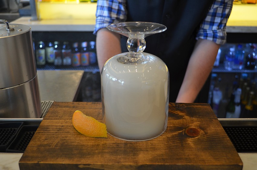 Over the Barrel (Angel’s Envy Rye, Plantation XO rum, Pierre Ferrand 1840 Cognac, demerara syrup and flarnom bitters)