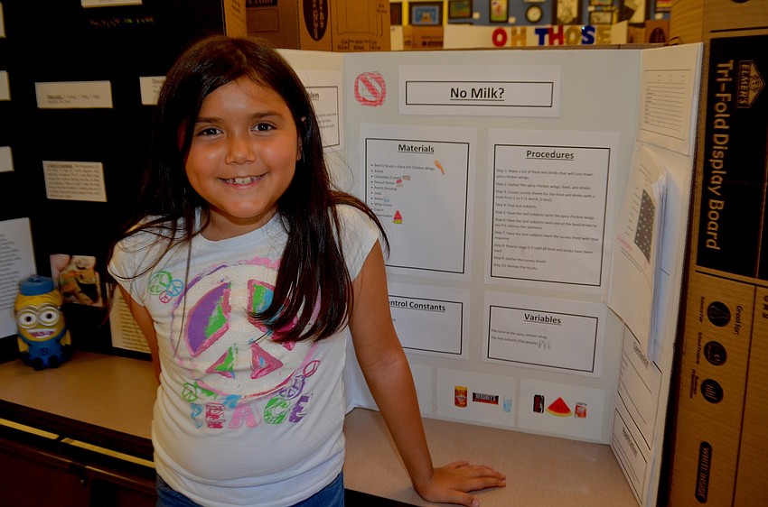 Third-grader Samantha Flores studied which food and drinks cool down a throat the fastest.