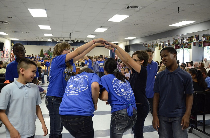 Fifth-graders learned the Virginia reel and performed it during the festival.
