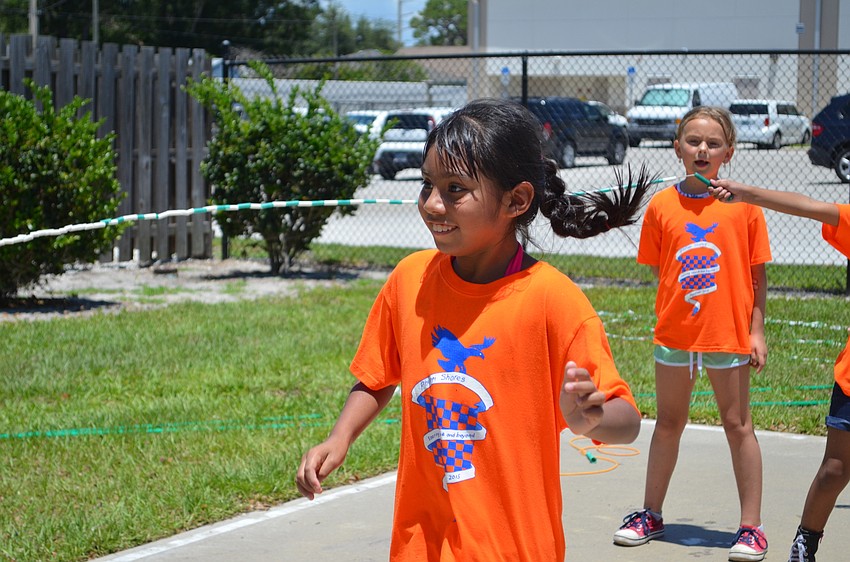 Irandy Ramos hops in for a turn on the jump ropes.