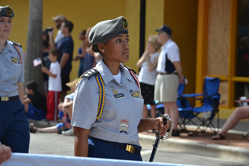 SMA cadet Whitney Stewart leads the group.