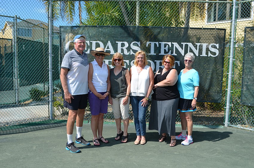 Tennis committee members Ed Dwyer, Judy Arndt, Jacqui Ellis, Bernadette Hayes, manager Debbie Beheler and Jane Goodman