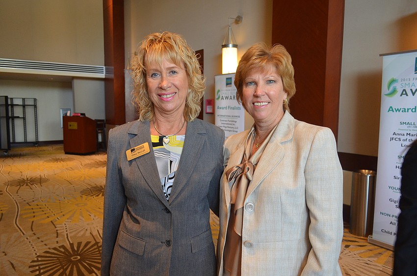 Oma McCall, of the Sarasota Chamber of Commerce, and Kathy Collums, of Sabal Palm Bank