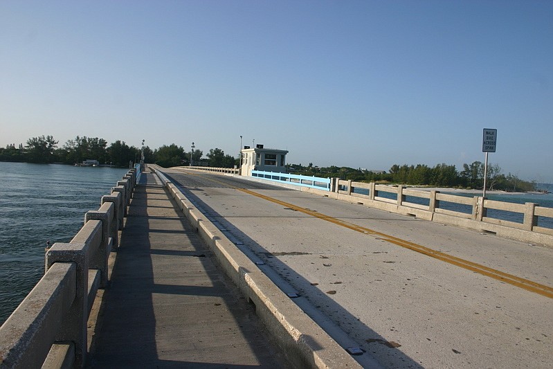 The Longboat Pass Bridge connects Longboat Key to Bradenton Beach.