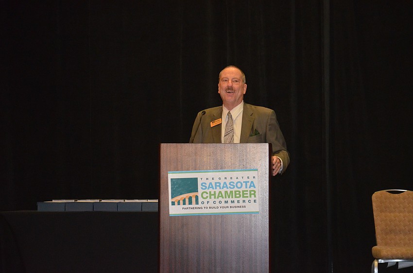 Chamber President Steve Queior speaks.