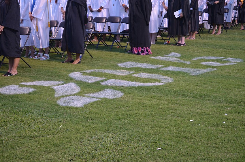 Even the football field was decorated for the class of 2015.