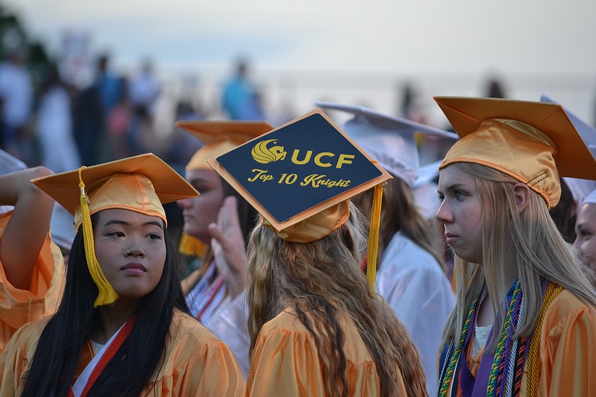 Halle Olson decorated her cap to note that she will attend the University of Central Florida.