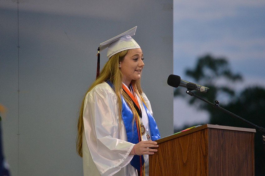 Shelby Shea welcomed students, families and friends to the 2015 Sarasota High School Commencement ceremony.