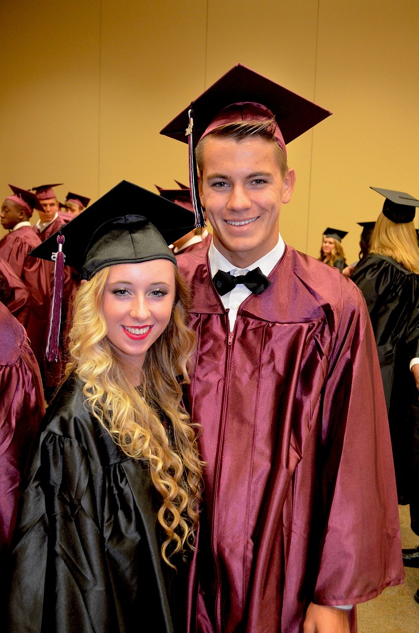 Couple Sarah Chapman and Michael Troubeev celebrate their last day as high school students.