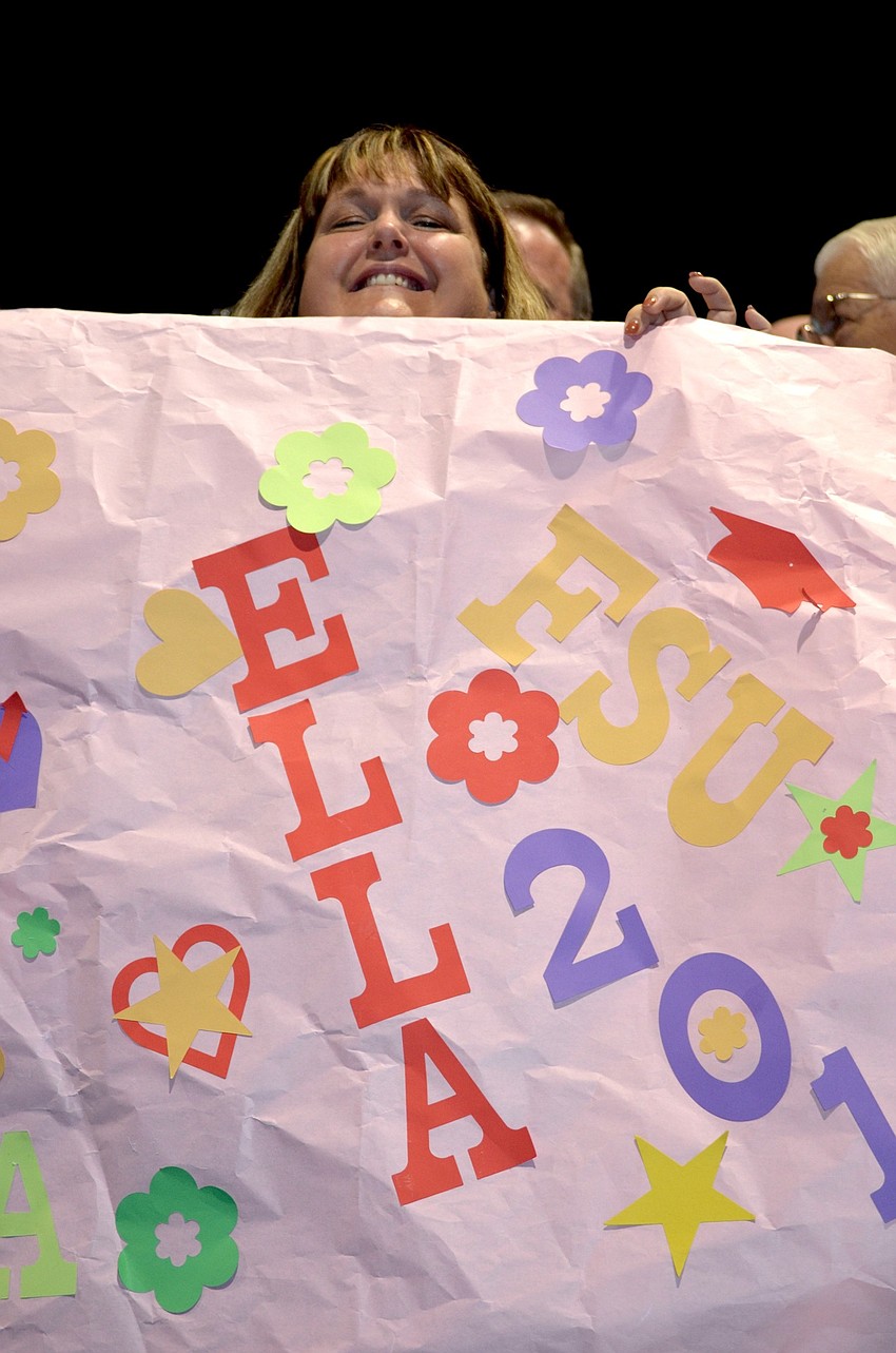 Tamara Cornwell cheers for her daughter, Ella.