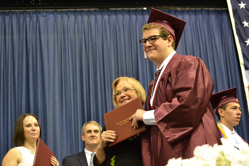 Nicholas Franchek receives his diploma.