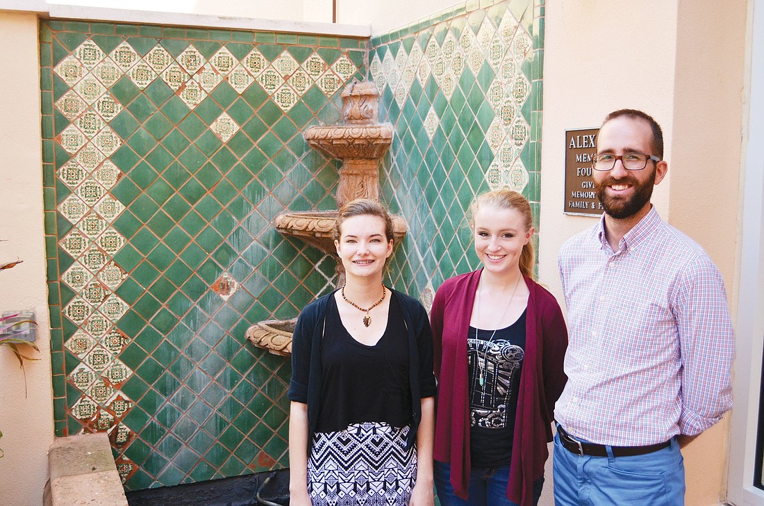 Students Samantha Lane and Katherine Herbert and educator Ben Plocher have a summer home at the Sarasota Youth Opera Summer Camp. Photo by Nick Reichert.