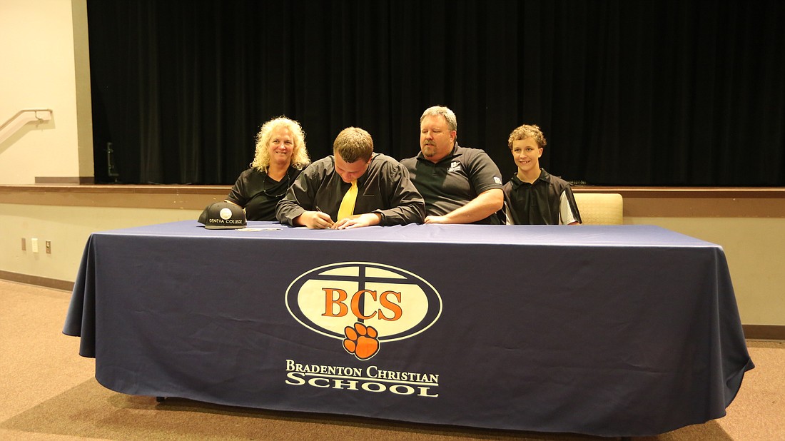 Offensive lineman Kyle Brown, a 2015 graduate of Bradenton Christian, will play football for Division III Geneva College, in Beaver Falls, Pa., this fall.