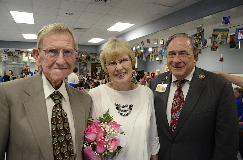 School namesake William Bashaw, his wife, Betty, and School Board Vice Chairman Dave Miner, attended the fifth grade performance.