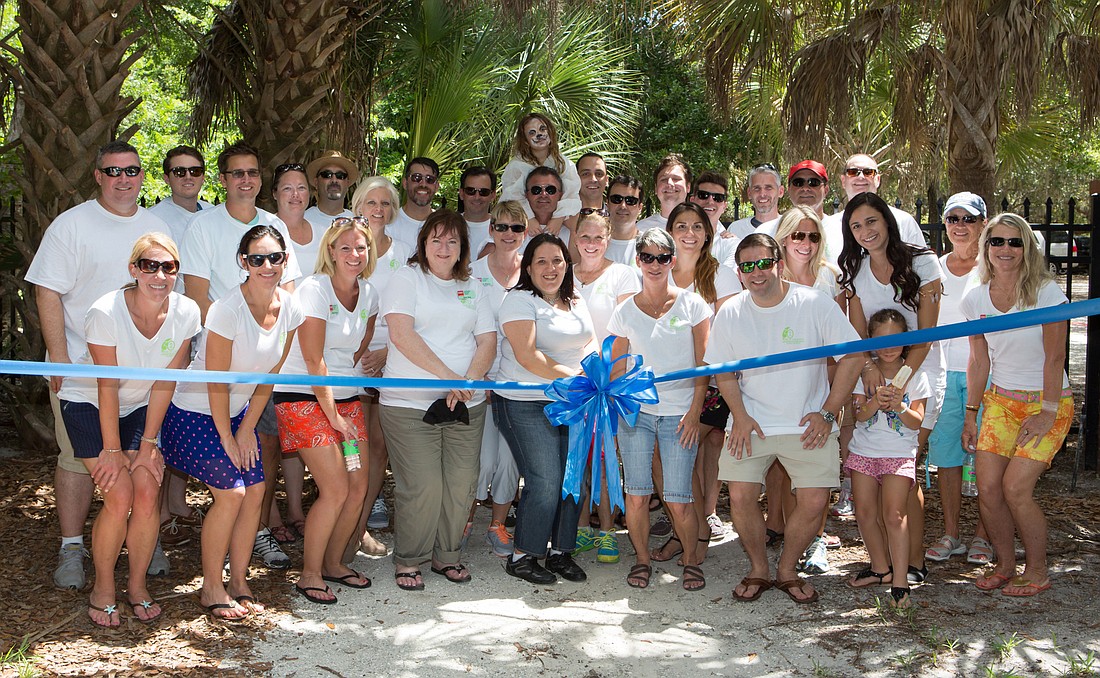 Courtesy photo. Leadership Sarasota Class of 2015 cuts the ribbon for the new discovery zone at Bay Preserve at Osprey.