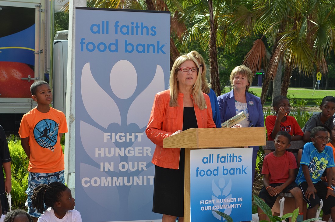 All Faiths Food Bank CEO Sandra Frank announces the results for the 2015 Campaign Against Summer Hunger.
