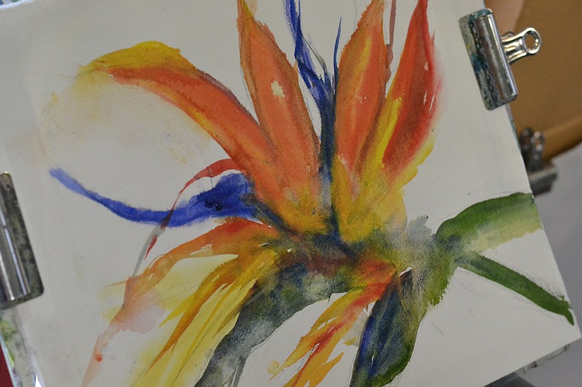 Penny Hendry's painting of a bird of paradise flower from her backyard.