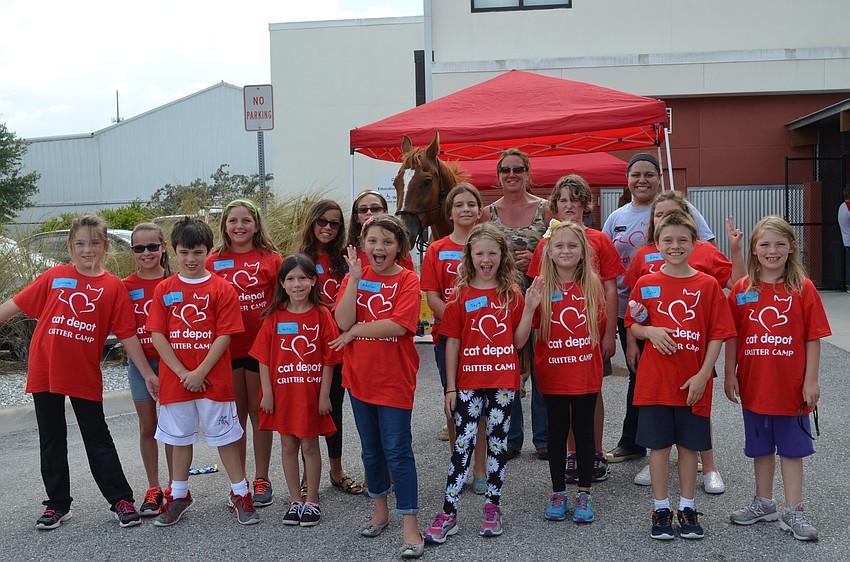 Campers of the Cat Depot Kid's Critter Camp after learning about caring for horse from Sixteen Hands Horse Sanctuary.