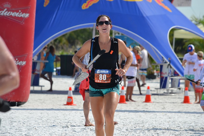 Kate Willis completes her first lap.