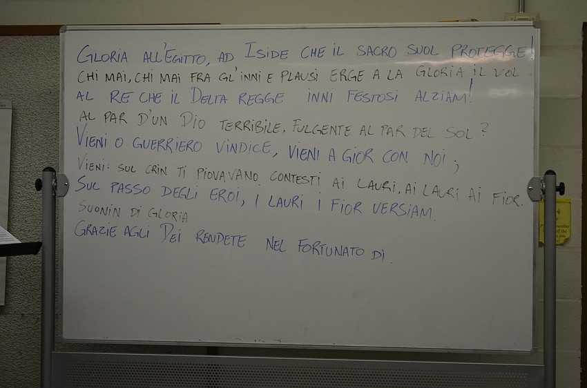 The day starts off with singing and the lyrics of songs in their original Italian.