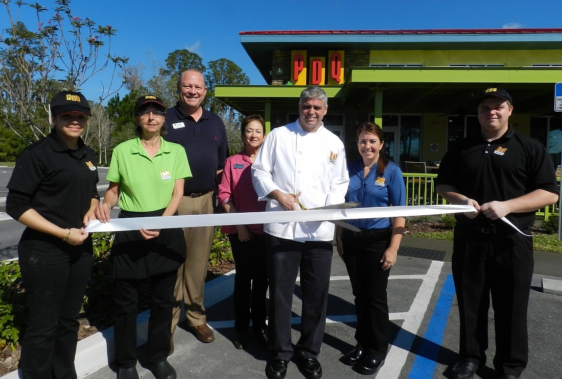 The Lakewood Ranch Business Alliance organized the Jan. 21 ribbon-cutting ceremony for the new PDQ restaurant on State Road 70. The eatery opened to the public Sept. 21, 2014.