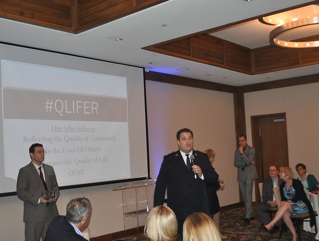 Salvation Army area commander Maj. Ethan Frizzell addresses the audience at Q Life's introductory event.