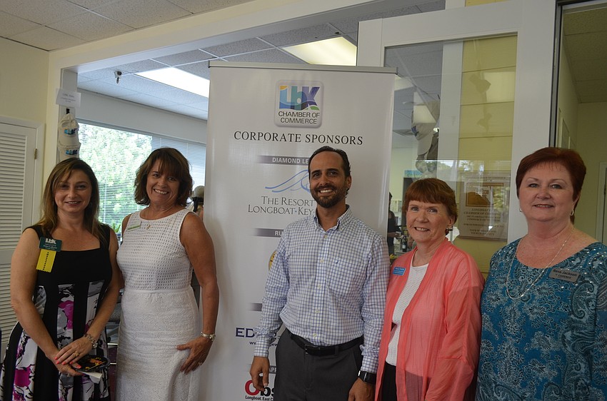 Chamber Community Outreach Committee members Irina LaRose, of Design 2000, Allie Hueter, of Building Connections, Gabriel Hernandez, of Longboat Management Corporation, Nancy Taussig, of Barefoot Weddings and Reva Jackson, of Cadence Bank