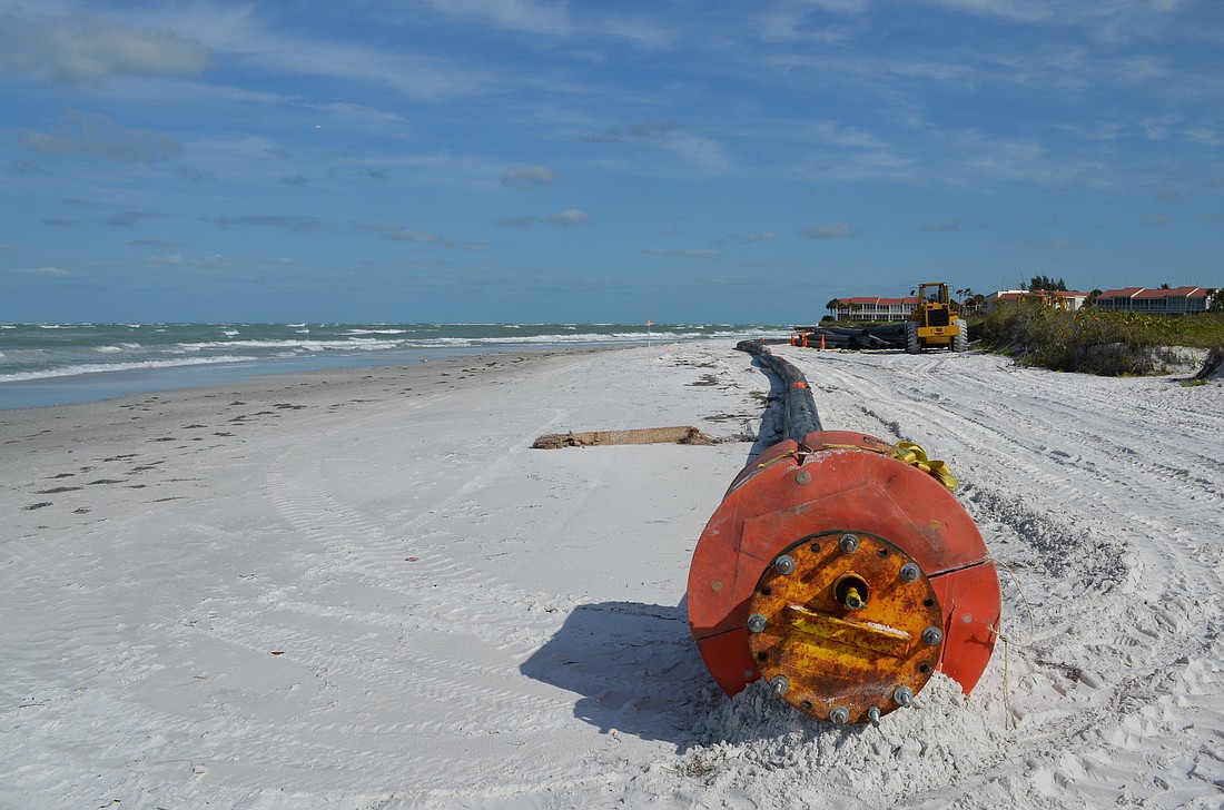 A pipe that will funnel sand onto the north end of the Key should be operational this weekend.