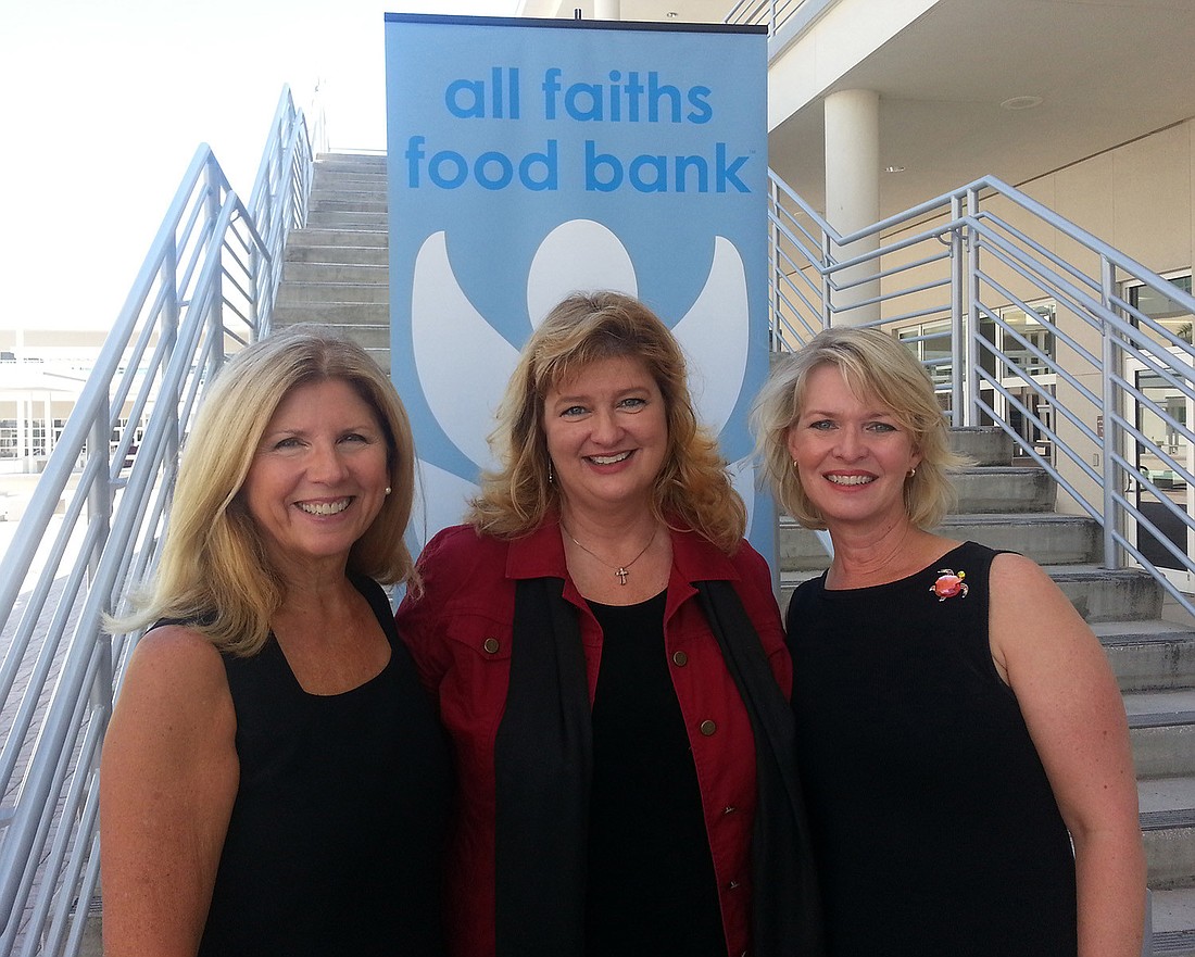 Beverly Girard, director of food and nutrition services at Sarasota County Schools,  All Faiths Food Bank CEO Sandra Frank, and Veronica Brady from the Gulf Coast Community Foundation