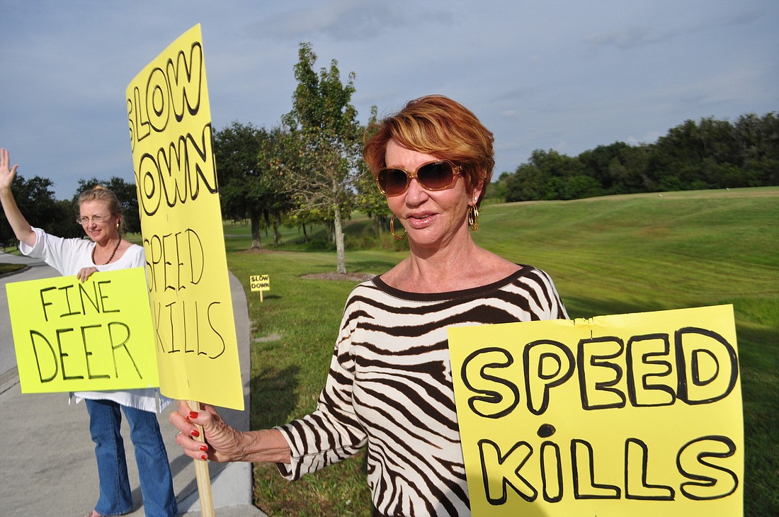 East County residents gathered Tuesday, to urge motorists to slow down and watch out for deer.
