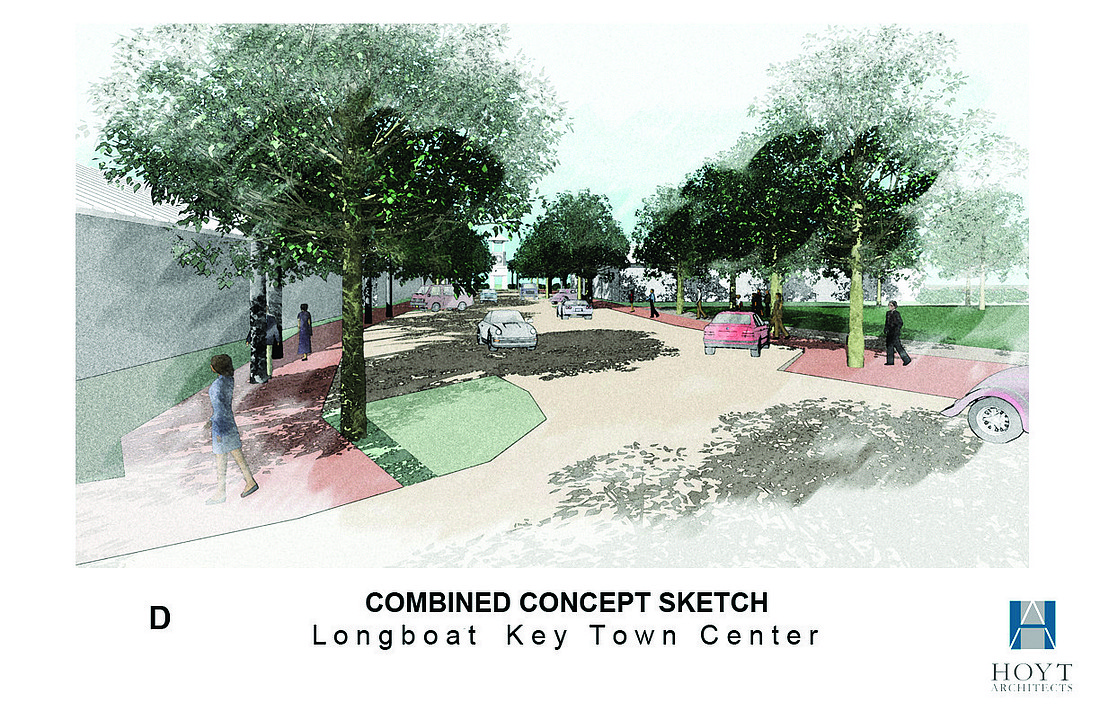 Courtesy rendering Architect Gary Hoyt was hired last year to design preliminary town center renderings for the public and area businesses to see.