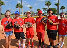 Bryn Dulitz, Sasha Sumskoy, Dean Thompson, Micah Jodhan, Sam Elnaggar and Emily Freed of the Boston Red Sox.