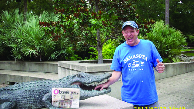 GAINESVILLE. David Hutchings got too close to this gator while visiting his daughter at the University of Florida, Gainesville. Hutchings' daughter is currently enrolled in the UF master's program to become a special education teacher.