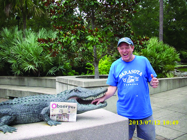 GAINESVILLE. David Hutchings got too close to this gator while visiting his daughter at the University of Florida, Gainesville. Hutchings' daughter is currently enrolled in the UF master's program to become a special education teacher.