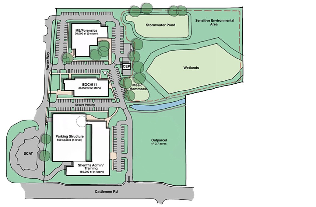 This conceptual site plan shows the planned Sarasota County public safety campus.