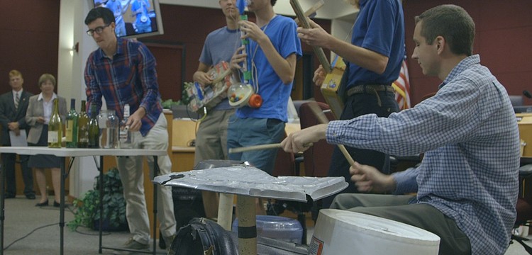 The Garbage-Men Band played one its final shows in the Sarasota County Commission Chambers Wednesday.