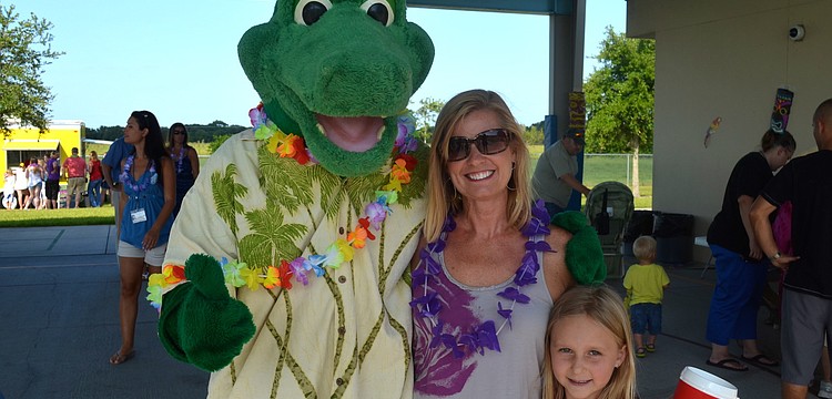 Dave Peters as "Chompy," with Melanie and Sierra Lipton.