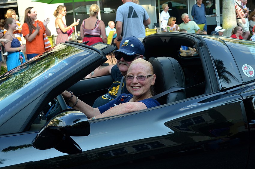 Nea and Charlie Goppert ride in style.