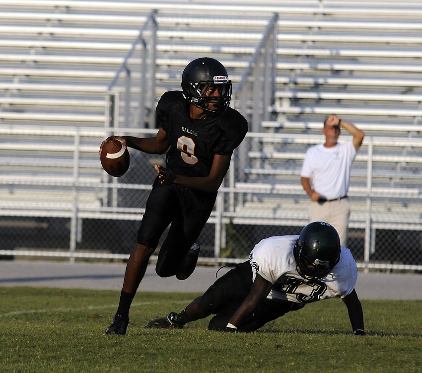 Sarasota freshman Xakari Hawkins got the start at quarterback for the Sailors.