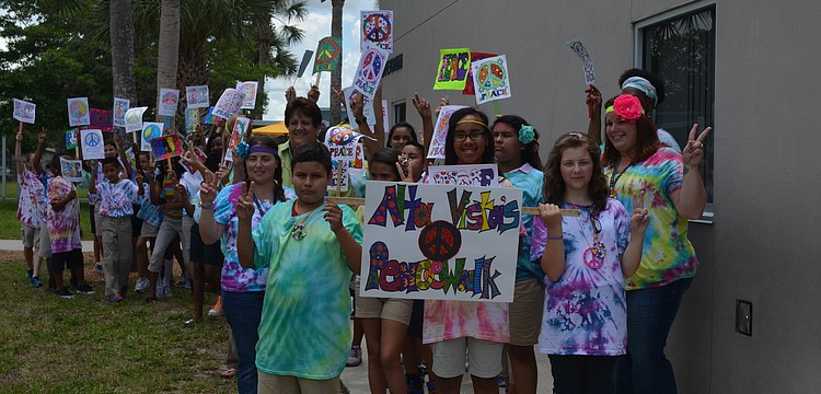 The students protested throughout the school grounds.