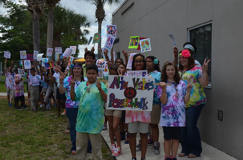 The students protested throughout the school grounds.