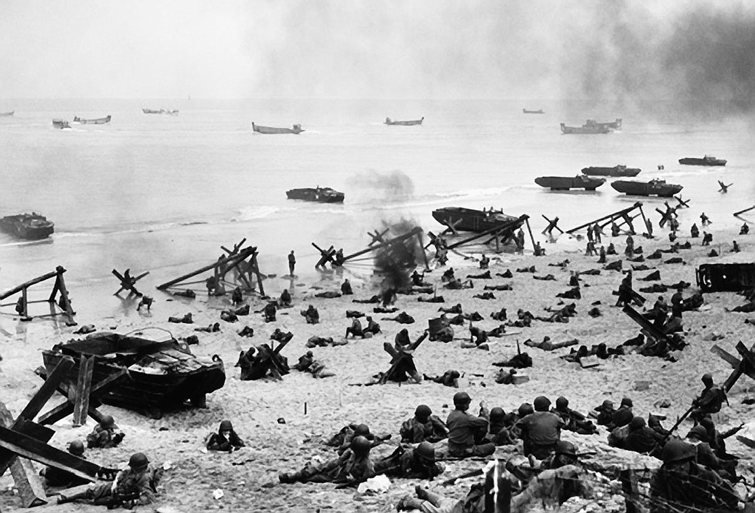 Allied troops on Omaha Beach