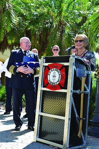 Assistant Sarasota County Administrator Lee Ann Lowery with Fire Chief Mike Tobias (Courtesy photo)