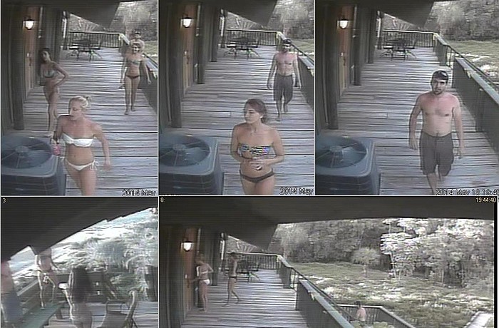 Surveillance footage of the May 18 break-in shows three females and one male. (Courtesy Sarasota Crime Stoppers)